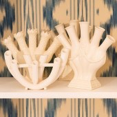THREE CREAMWARE QUINTAL VASES