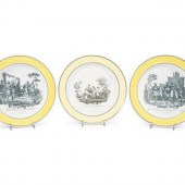 Three Creil Faience Transfer-D