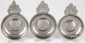 THREE CROWN-HANDLED PEWTER POR