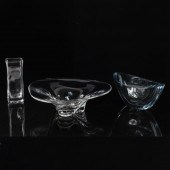 THREE CRYSTAL / ART GLASS VESS