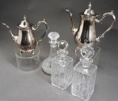 THREE CRYSTAL DECANTERS AND TW