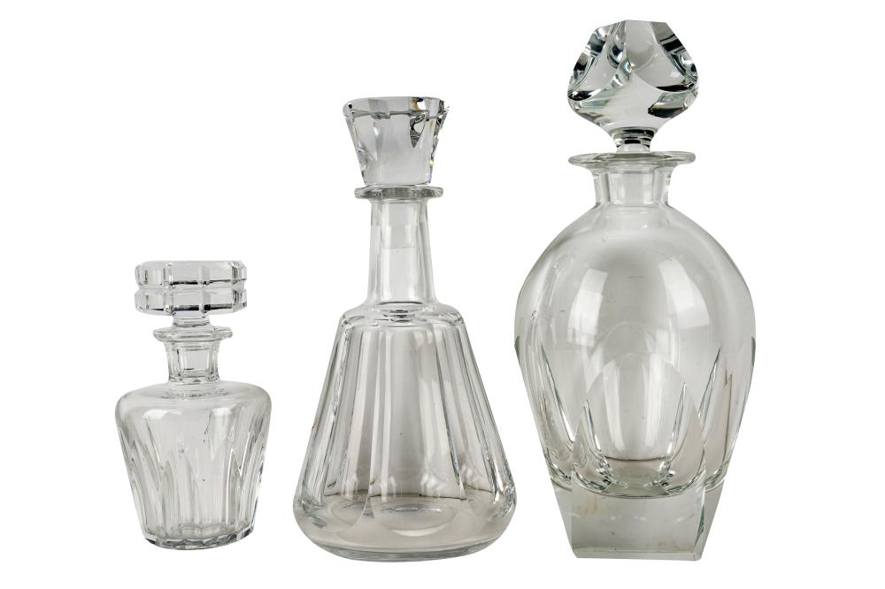 THREE CRYSTAL DECANTERS: BACCARAT &