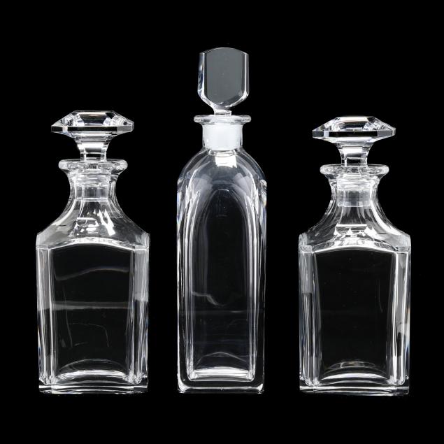 THREE CRYSTAL DECANTERS, BACCARAT &