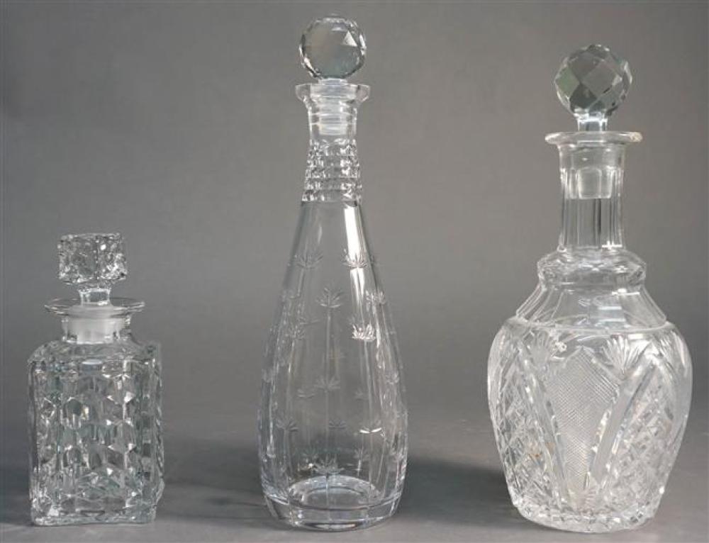 THREE CRYSTAL DECANTERSThree