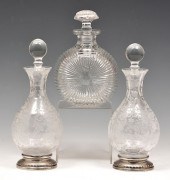 THREE CRYSTAL DECANTERSThree c