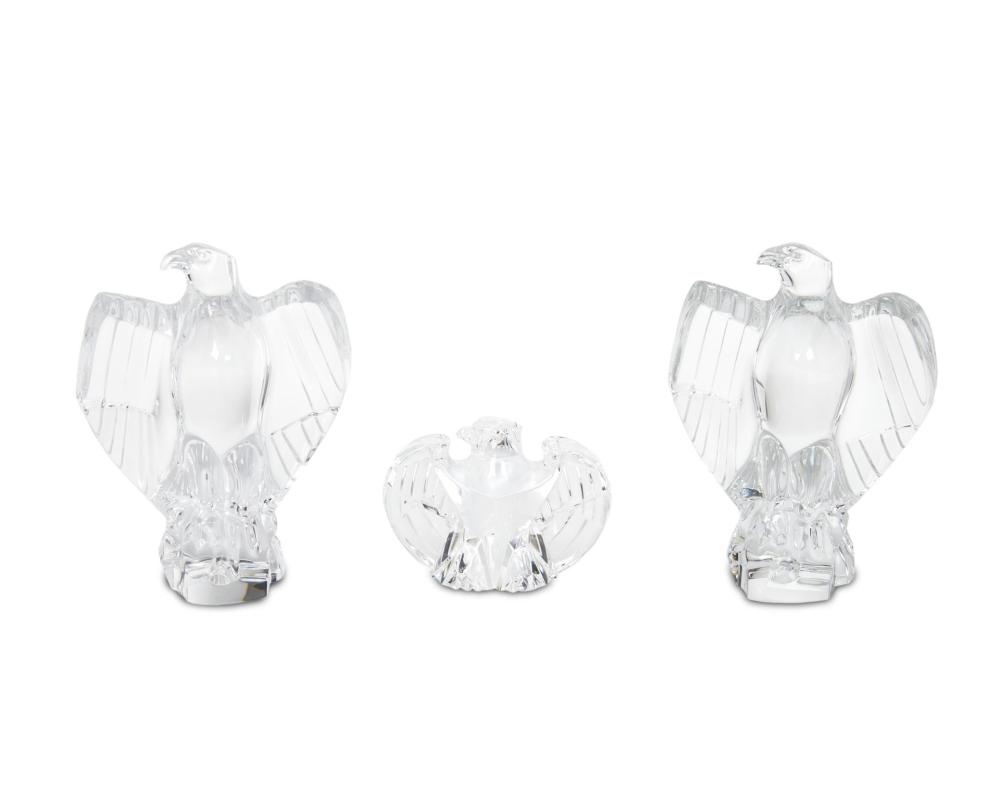 THREE CRYSTAL EAGLE FIGURESThree