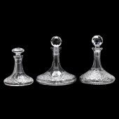 THREE CRYSTAL SHIP'S DECANTERS