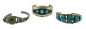 THREE CUFF BRACELETS, TWO MARK