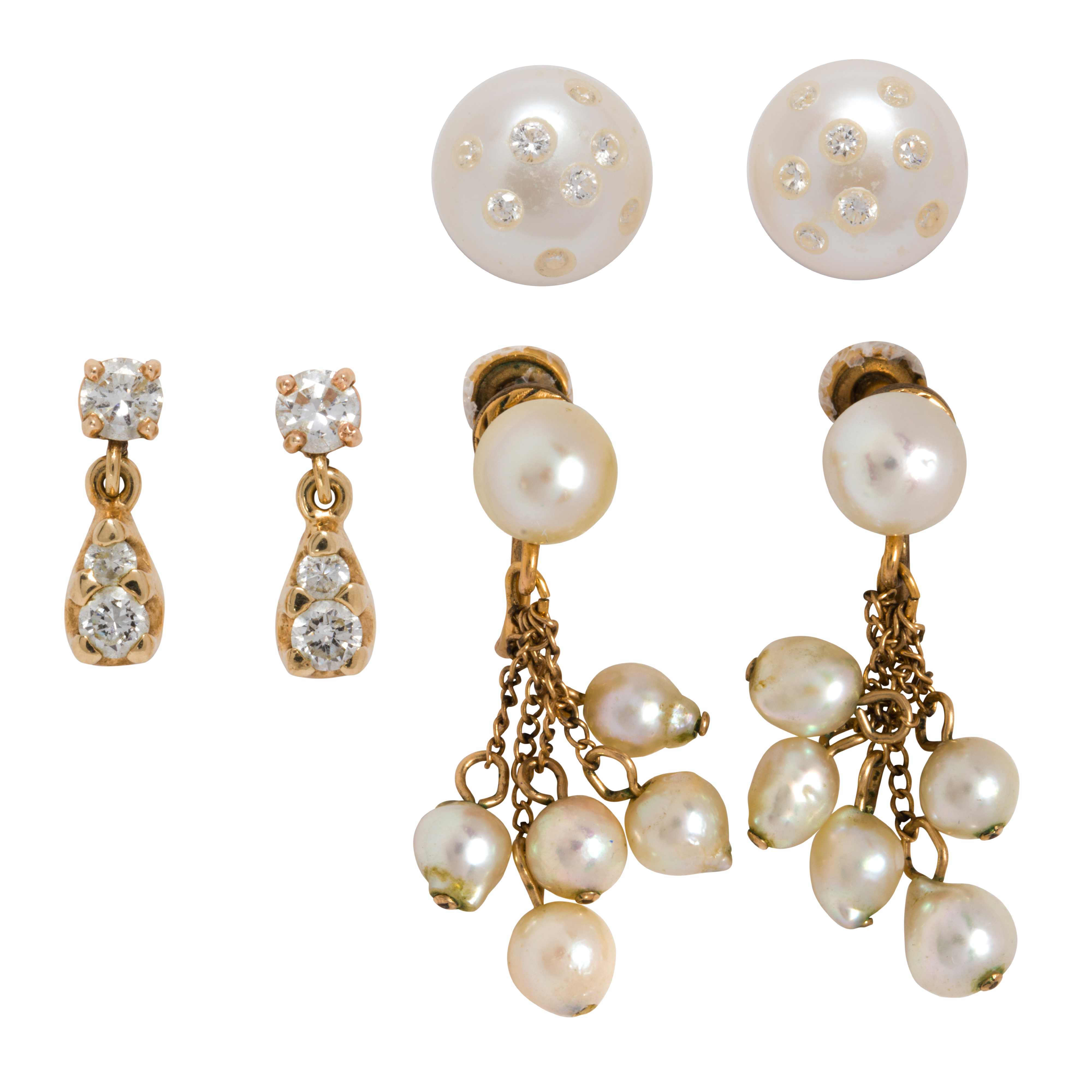 THREE CULTURED PEARL OR DIAMOND