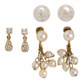THREE CULTURED PEARL OR DIAMON
