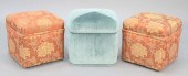 THREE CUSTOM UPHOLSTERED OTTOM
