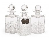 THREE CUT CRYSTAL DECANTERSThr