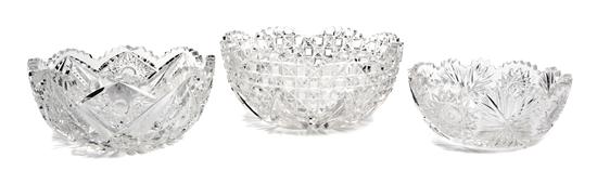 Three Cut Glass Bowls each of
