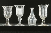 THREE CUT GLASS CELERIES AND A