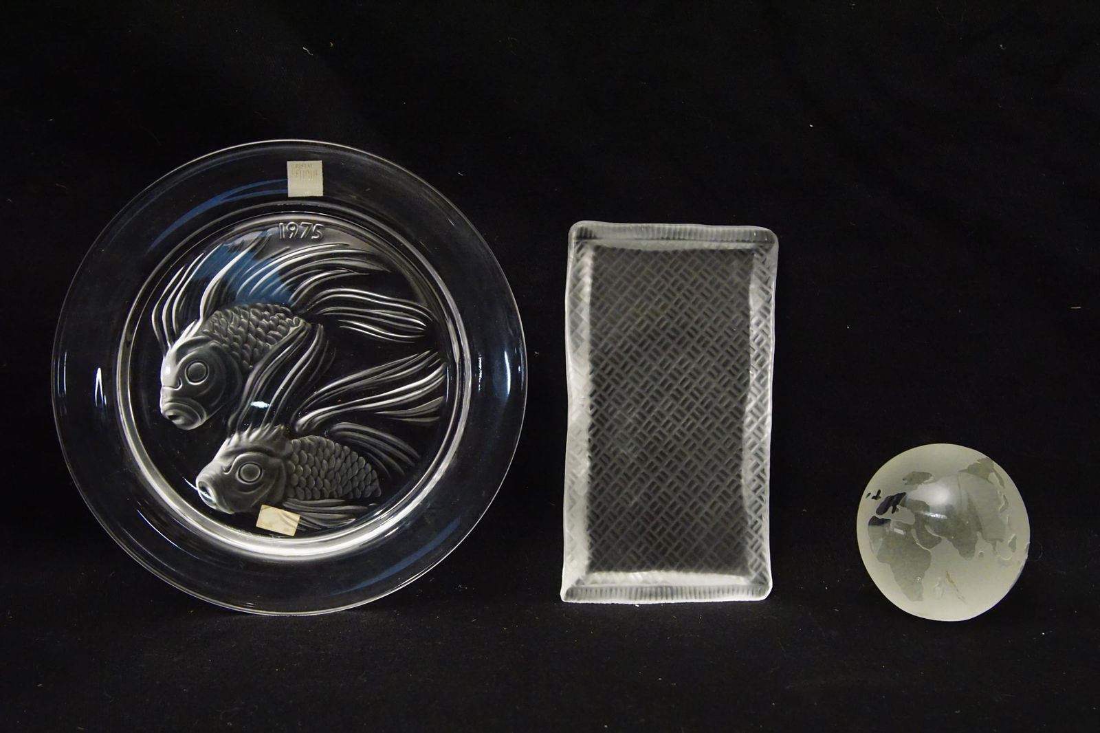 THREE CUT GLASS CRYSTAL PIECES