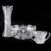 THREE CUT GLASS VESSELSCompris