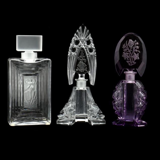 THREE CZECH & LALIQUE PERFUME
