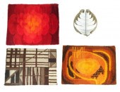THREE DANISH RUGS AND A LAMP.