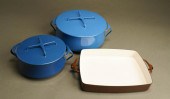 THREE DANSK ENAMEL CASSEROLEST