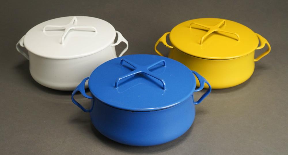 THREE DANSK ENAMEL DUTCH OVENSThree
