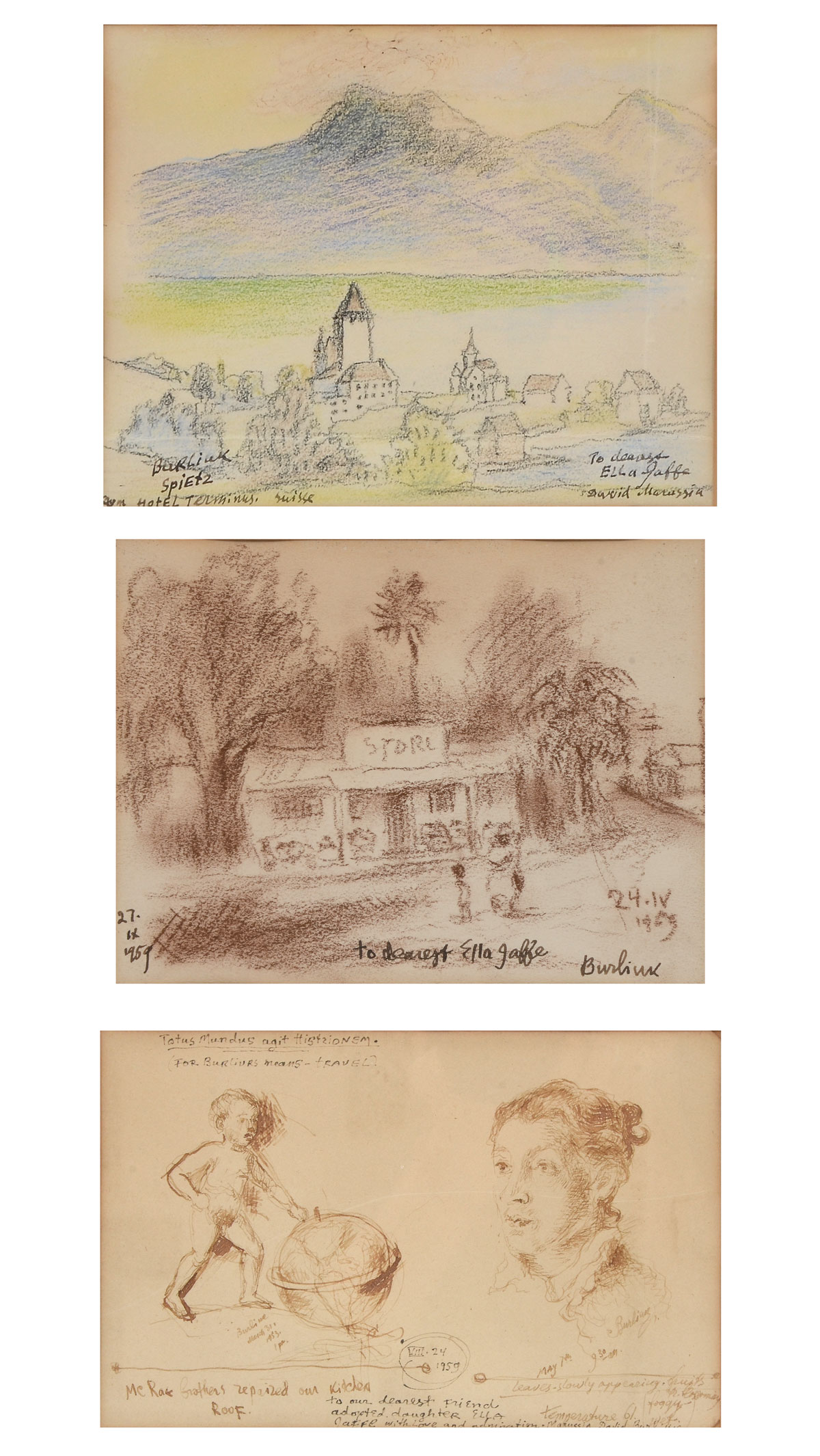 THREE DAVID BURLIUK ARTWORKS: 1.
