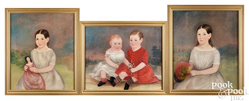 THREE DAVIS FAMILY OIL ON CANVAS