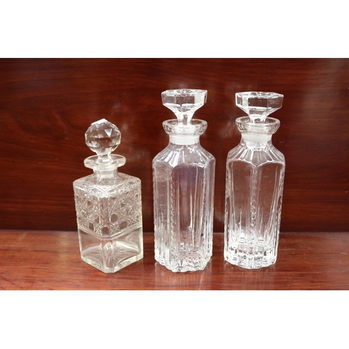 Three decanters, approx 27cm H