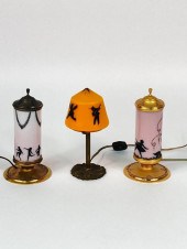 THREE DECO ART GLASS LAMPS: TW