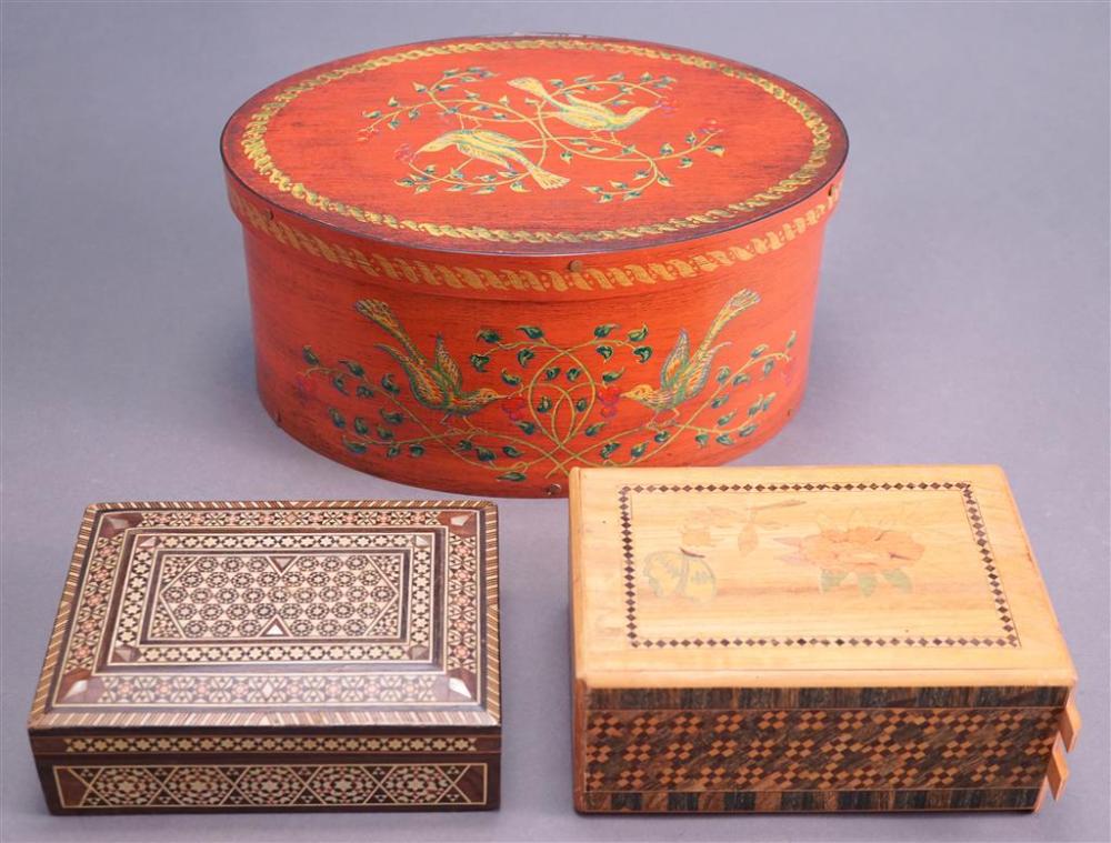 THREE DECORATED BOXES INCLUDING A