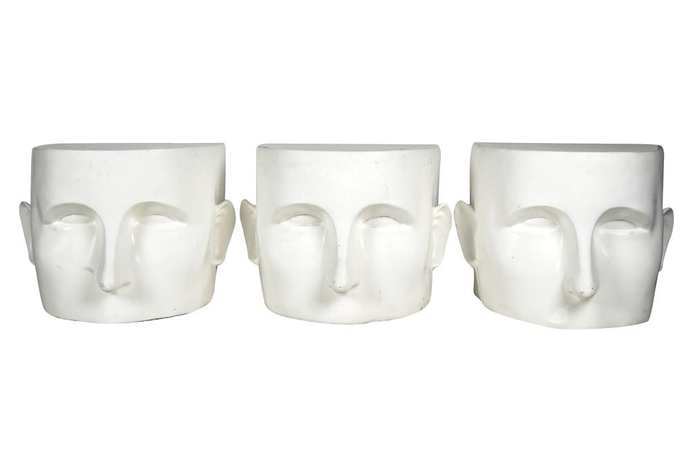 THREE DECORATED FACE TABLESwhite