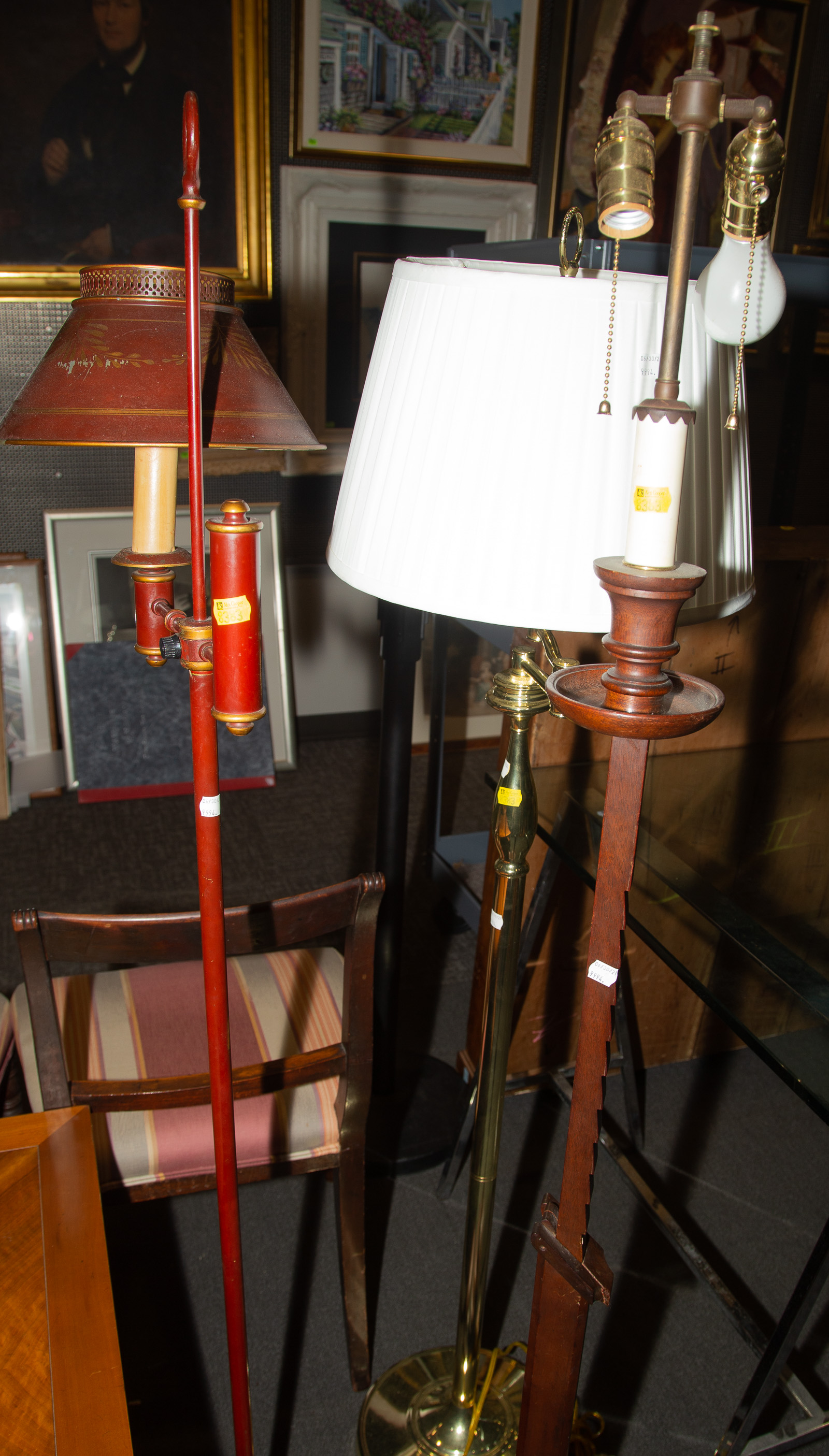 THREE DECORATIVE FLOOR LAMPS 20th