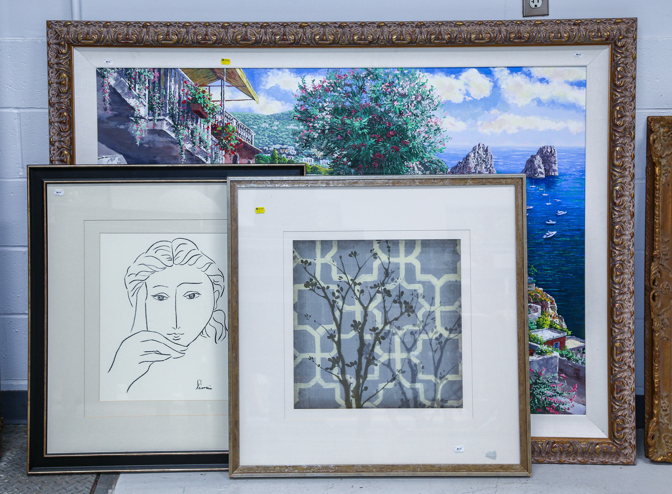 THREE DECORATIVE FRAMED ARTWORKS