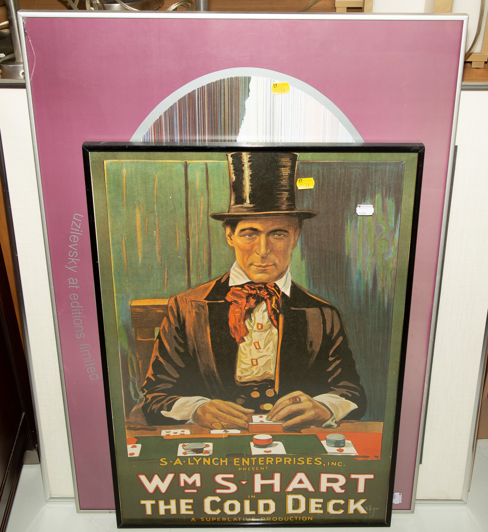 THREE DECORATIVE FRAMED PRINTS .