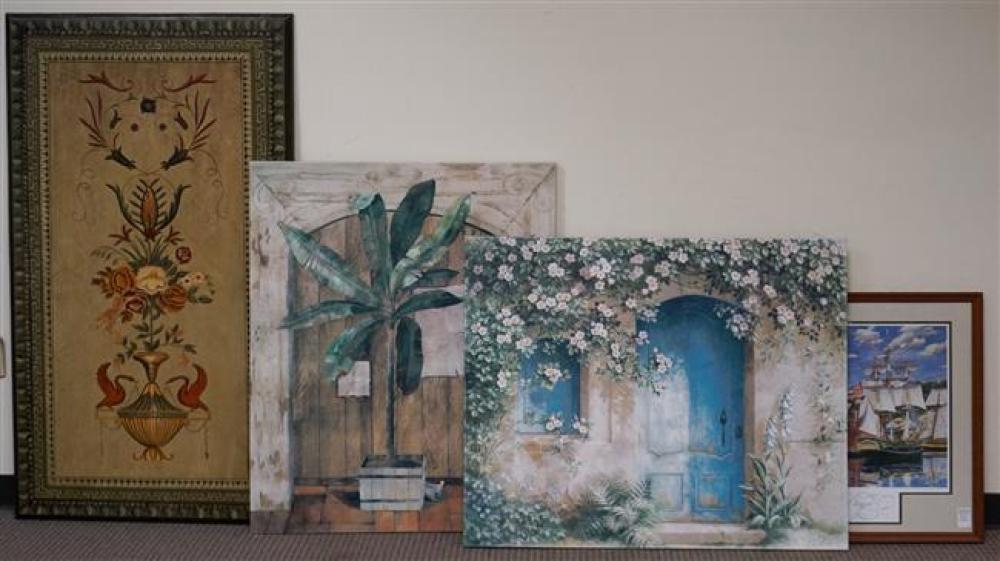 THREE DECORATIVE PANELS AND A
