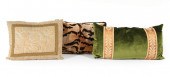 THREE DECORATIVE SILK AND VELV