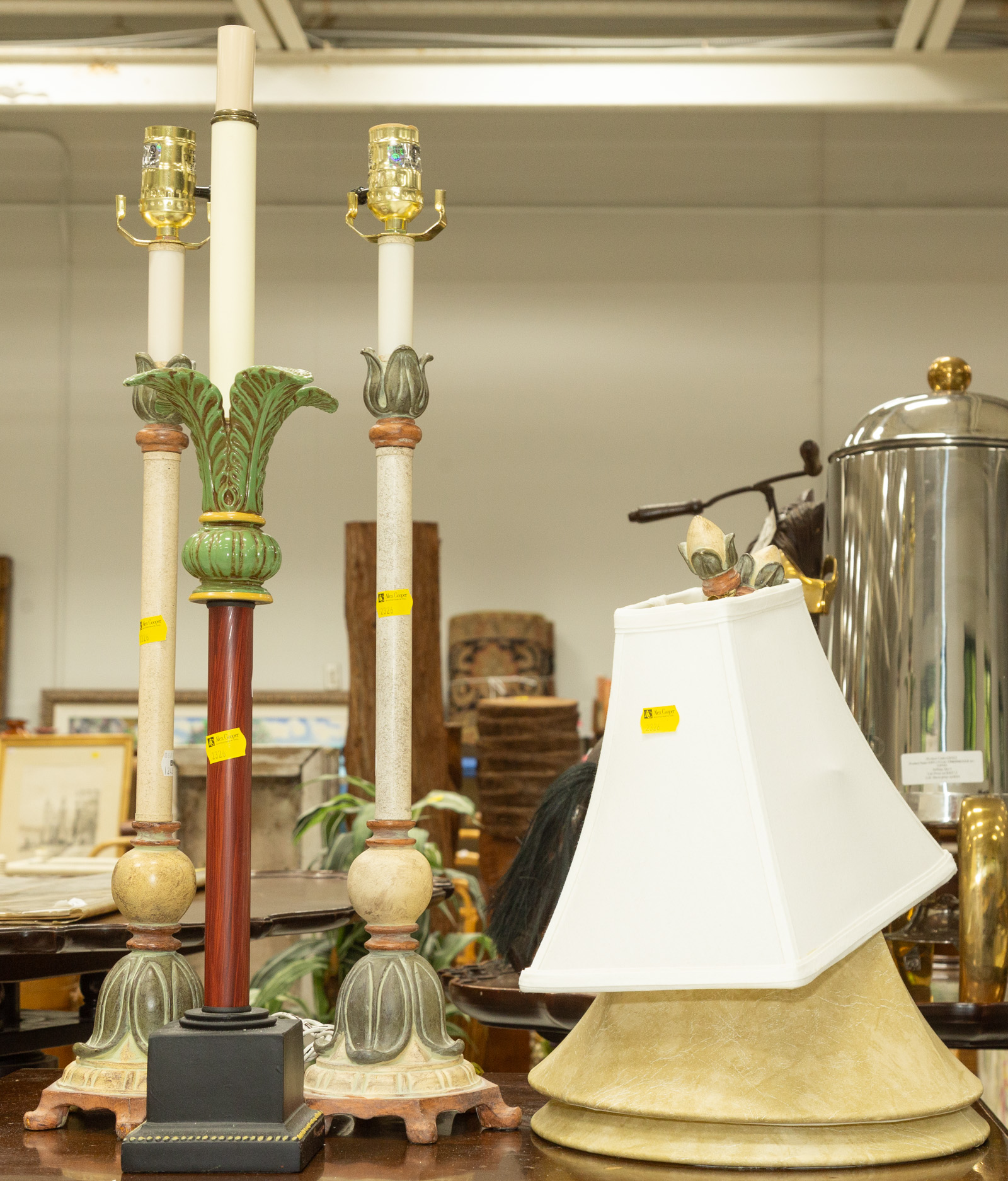 THREE DECORATIVE TABLE LAMPS