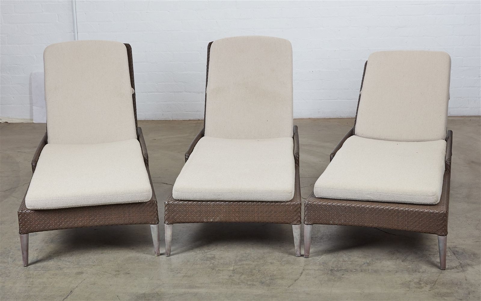 THREE DEDON WOVEN CHAISE LONGUE
