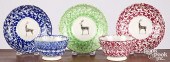 THREE DEER SPONGEWARE CUPS AND