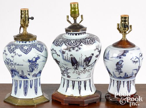 THREE DELFT BLUE AND WHITE TABLE