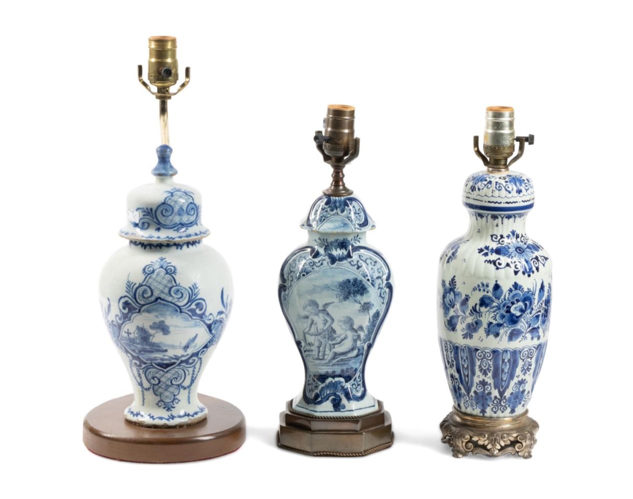 THREE DELFT BLUE & WHITE URN