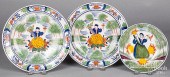 THREE DELFT POLYCHROME PLATES,