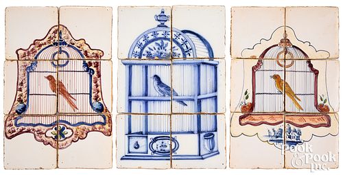 THREE DELFT SIX TILE PLAQUES OF A
