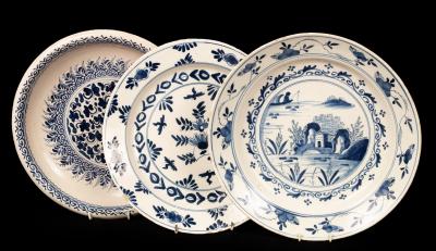 Three delftware blue and white
