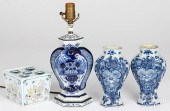 THREE DELFTWARE GARNITURES, 18