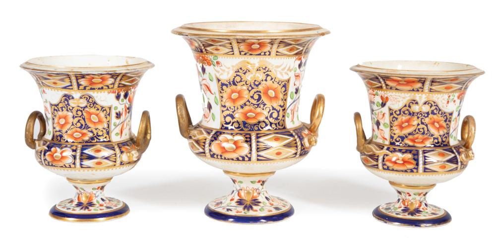 THREE DERBY IMARI PORCELAIN