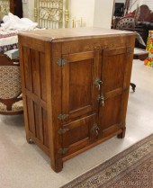 THREE-DOOR ASH WOOD ICE BOX, A