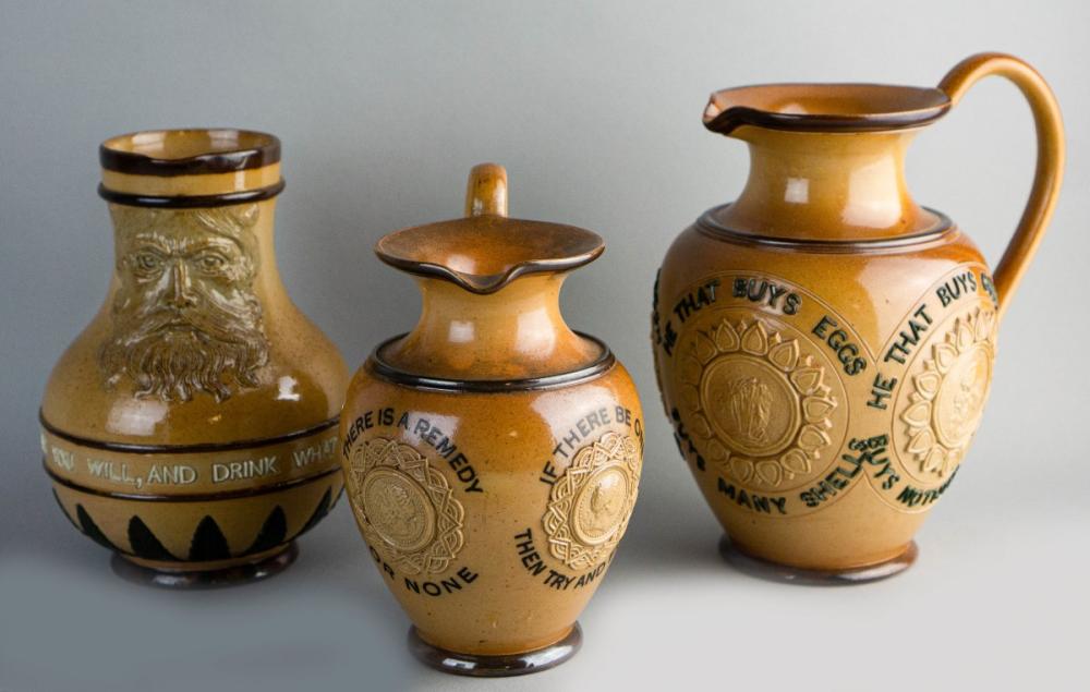 THREE DOULTON LAMBETH STONEWARE