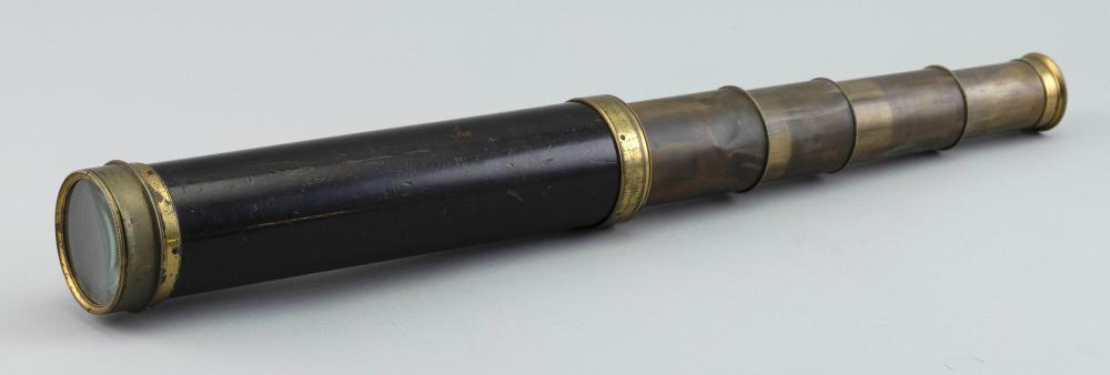 THREE-DRAW BRASS AND MAHOGANY