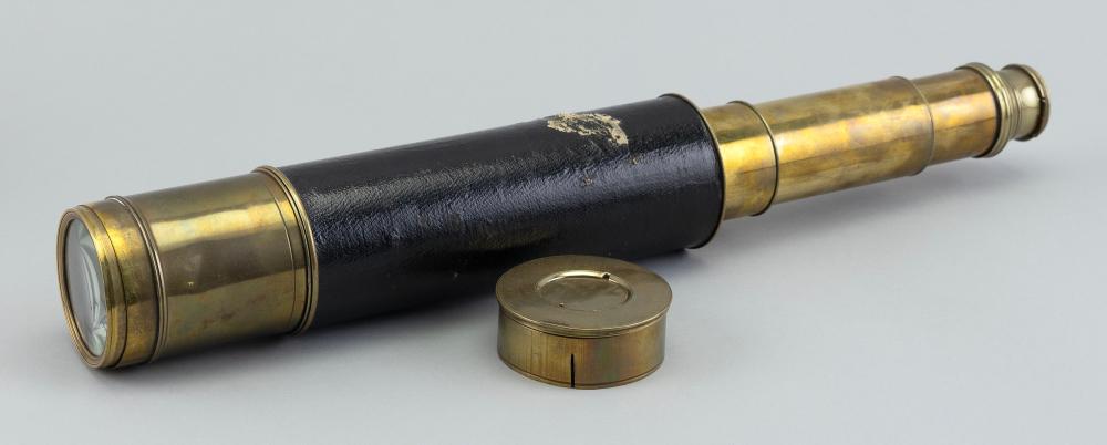 THREE-DRAW BRASS TELESCOPE 19TH