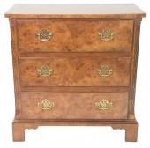 THREE DRAWER BURLWOOD CHEST HA